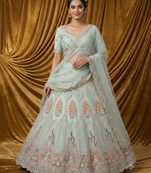 sky blue embroidered lehenga choli dupatta
