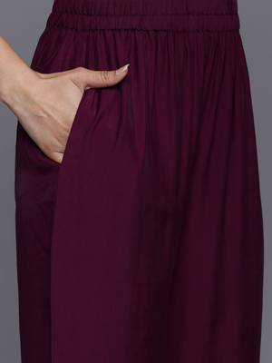 Purple Floral Embroidered Regular Sequinned Kurta With Trouser With Dupatta 3