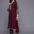 Purple Floral Embroidered Regular Sequinned Kurta With Trouser With Dupatta