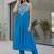 Women Printed Tiered Thread Work Silk Georgette Kurta with Trousers