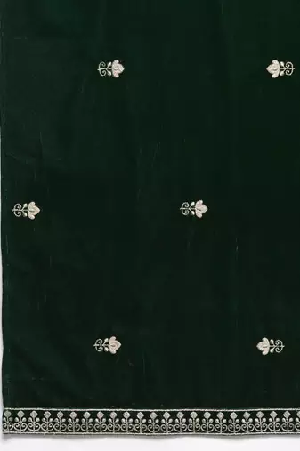 Winter floral Zari Embroidered Velvet Kurta Set with Dupatta.