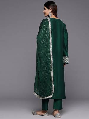 Ethnic Motifs Yoke Design Regular Thread Work Kurta with Trousers & With Dupatta 6