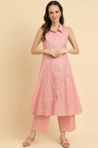 Women Floral Printed Regular Kurta with Trousers
