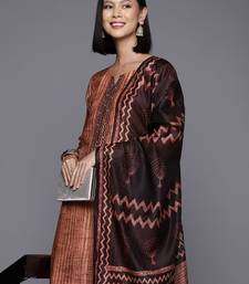 Printed Regular Sequinned Chanderi Silk Kurta with Trousers & Dupatta