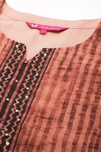 Printed Regular Sequinned Chanderi Silk Kurta with Trousers & Dupatta