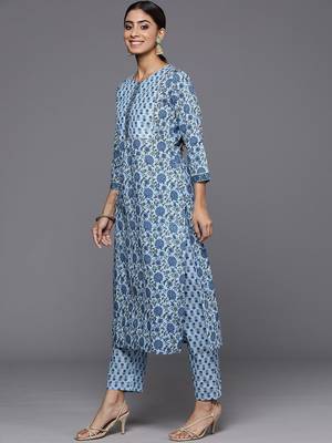 Floral Printed Regular Gotta Patti Pure Cotton Kurta with Trousers & Dupatta 6