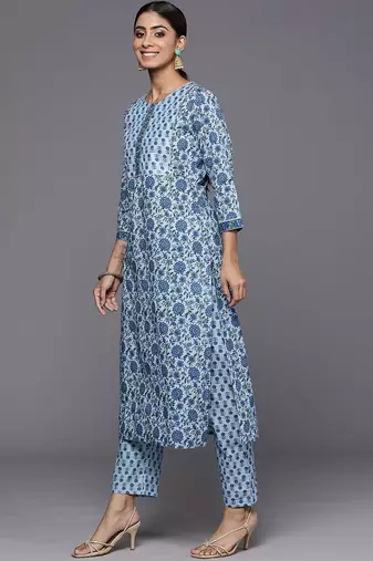 Floral Printed Regular Gotta Patti Pure Cotton Kurta with Trousers & Dupatta