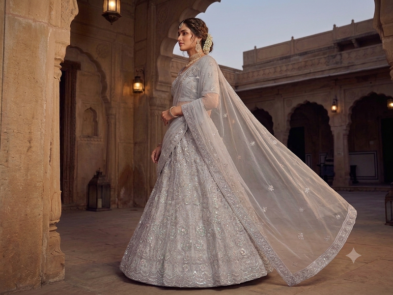 lavender embroidered lehenga choili 