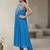 Women Printed Empire Thread Work Silk Georgette Kurta with Trousers