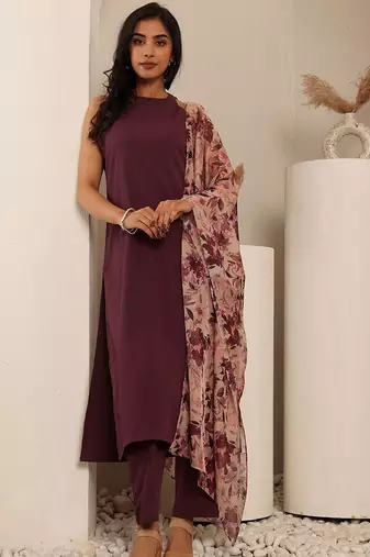 Round Neck Straight Kurta With Trouser