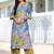 Blue Abstract Printed Cuban Collar Straight Kurta With Trousers