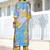 Blue Abstract Printed Cuban Collar Straight Kurta With Trousers