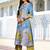 Blue Abstract Printed Cuban Collar Straight Kurta With Trousers