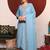 Blue Floral Embroidered Sequinned Straight Kurta With Trousers & Dupatta