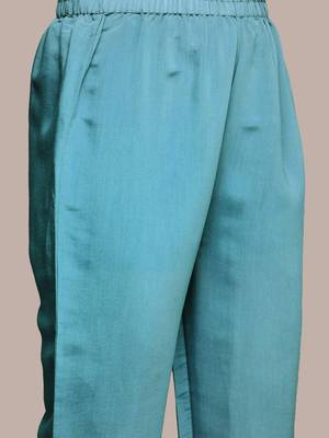 Blue Floral Embroidered Sequinned Straight Kurta With Trousers & Dupatta 3