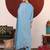 Blue Floral Embroidered Sequinned Straight Kurta With Trousers & Dupatta