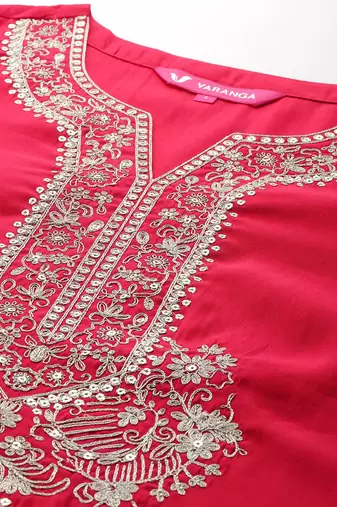 Ethnic Motifs Yoke Design Kurta With Trousers & Dupatta