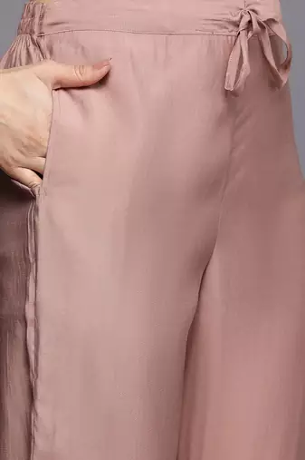 Floral Printed Zari Kurta With Trousers & Dupatta