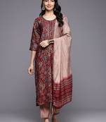Floral Printed Zari Kurta With Trousers & Dupatta
