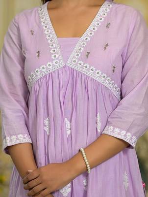 Women Floral Embroidered Beads and Stones Cotton Kurta with Trousers & Dupatta 2
