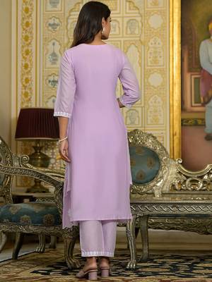 Women Floral Embroidered Beads and Stones Cotton Kurta with Trousers & Dupatta 4