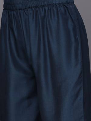 Embroidered Notch Neck Straight Kurta & Trousers With Dupatta 3