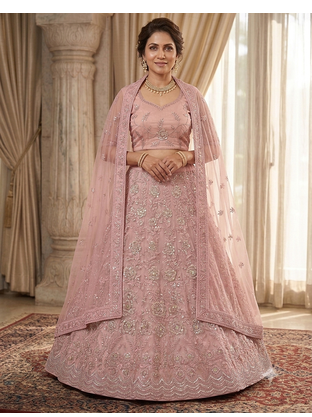 Pink embroidered lehenga choili  1