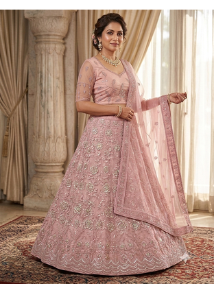 Pink embroidered lehenga choili  2