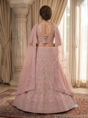 Pink embroidered lehenga choili  3