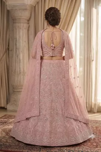 Pink embroidered lehenga choili 