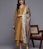 Woven Design Kurta With Palazzos & Dupatta
