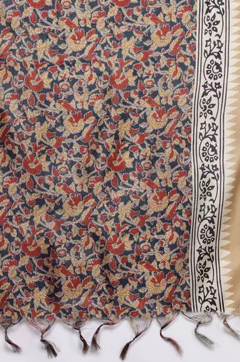 Woven Design Kurta With Palazzos & Dupatta
