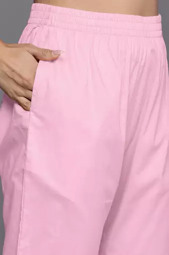 Embroidered Thread Work Pure Cotton A-Line Kurta With Trousers & Dupatta