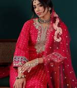 Women Embroidered Regular Kurta with Trousers & With Dupatta