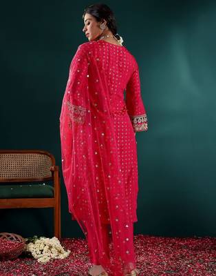 Women Embroidered Regular Kurta with Trousers & With Dupatta 7