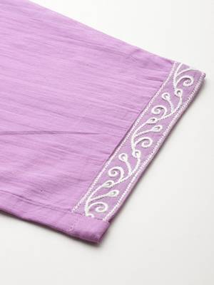 Floral Embroidered Thread Work Pure Cotton Kurta With Trousers & Dupatta 8