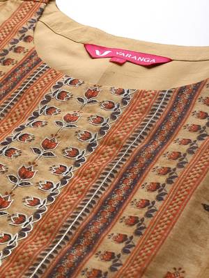 Women Floral Printed Regular Chanderi Silk Kurta With Trousers & Dupatta 2
