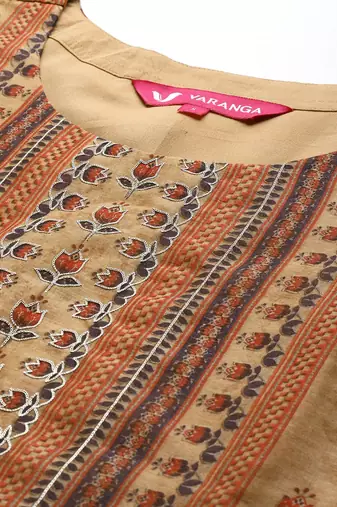 Women Floral Printed Regular Chanderi Silk Kurta With Trousers & Dupatta