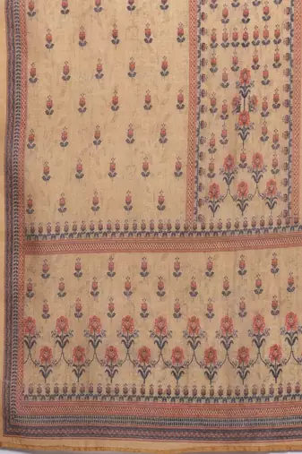 Women Floral Printed Regular Chanderi Silk Kurta With Trousers & Dupatta