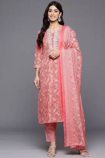 Ethnic Motifs Printed Zari Kurta With Trousers & Dupatta