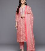 Ethnic Motifs Printed Zari Kurta With Trousers & Dupatta
