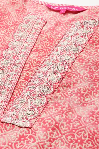 Ethnic Motifs Printed Zari Kurta With Trousers & Dupatta