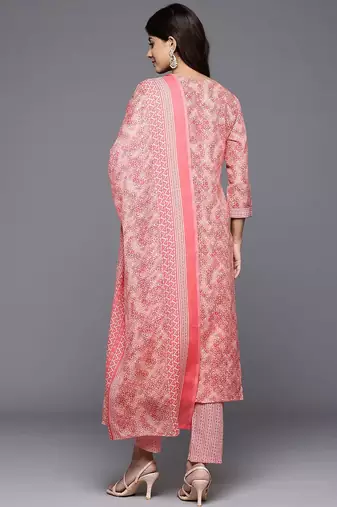 Ethnic Motifs Printed Zari Kurta With Trousers & Dupatta