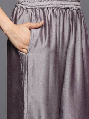 Ethnic Motifs Embroidered Zari Kurta With Palazzos & Dupatta 3