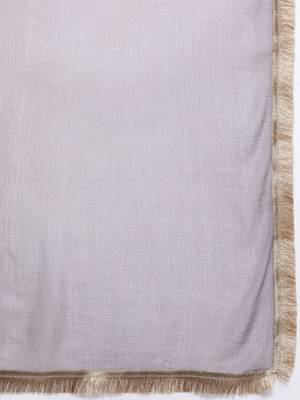 Ethnic Motifs Embroidered Zari Kurta With Palazzos & Dupatta 4