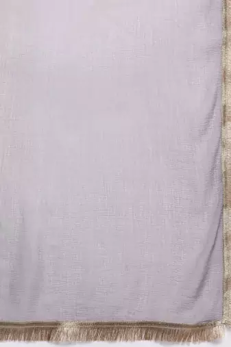 Ethnic Motifs Embroidered Zari Kurta With Palazzos & Dupatta