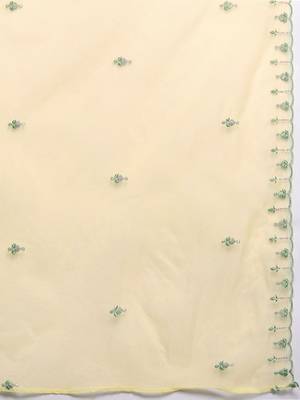 Floral Embroidered Thread Work Pure Cotton Kurta With Trousers & Dupatta 4
