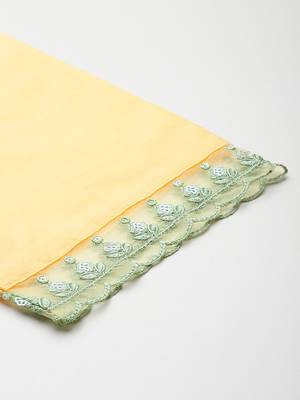 Floral Embroidered Thread Work Pure Cotton Kurta With Trousers & Dupatta 8