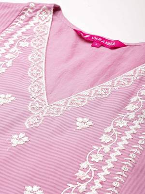Women Floral Embroidered Thread Work Cotton Kurta with Trousers & With Dupatta 3