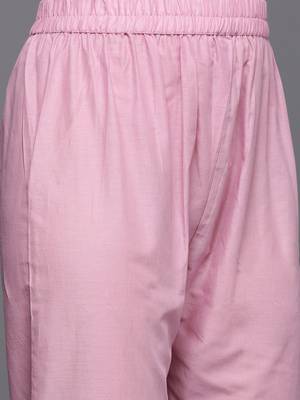 Women Floral Embroidered Thread Work Cotton Kurta with Trousers & With Dupatta 4